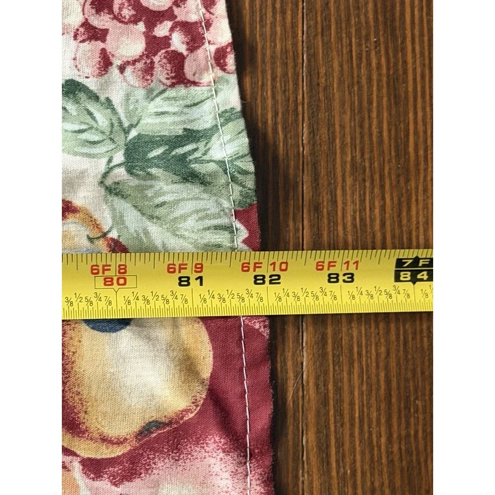 Vtg Retro Farm Produce Still Life Plum Cherries Print Tablecloth  82 x 60